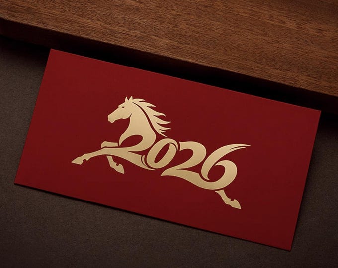 Multi Options 2026 Year of the Horse Red Envelopes, Gold Foil Lucky Money Packets
