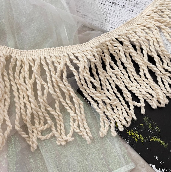 Fringed trim, Tassel trim, Lace trim ribbon for costume design bridal trim dress coat cuff collar bag home deco Sold by 1 yard