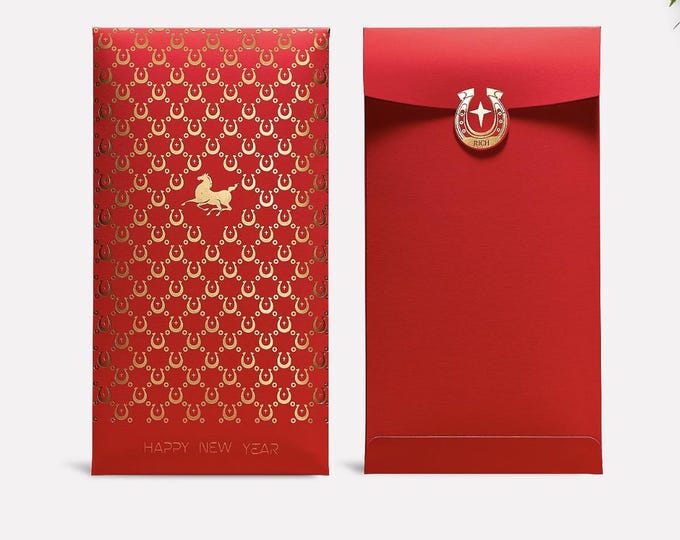 Year of the Horse 2026 Gold Foil Lucky Money Red Envelopes Packets