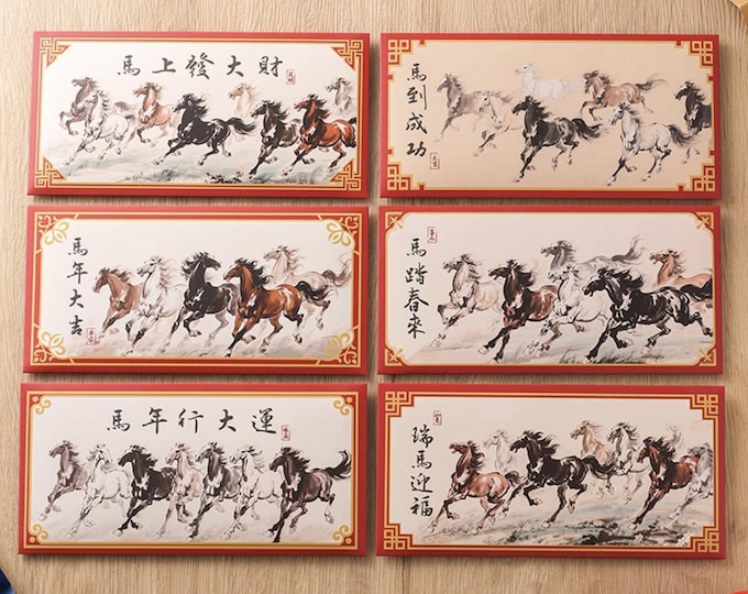 Year of the Horse 2026 Gold Foil Red Envelopes, Lucky Money Gift Red Packets