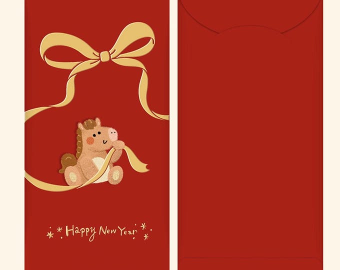 Year of the Horse 2026 Gold Foil Red Envelopes, Lucky Money Gift Red Packets