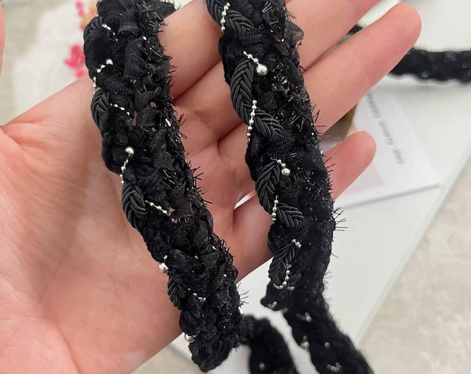 Black Lace Trim, Sewing Embellishment, Costume Design, Sold by 1 Yard