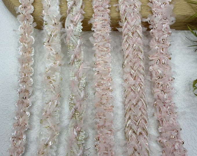 Pink Lace Trim, Couture Bridal Embellishment Sold by 1 Yard