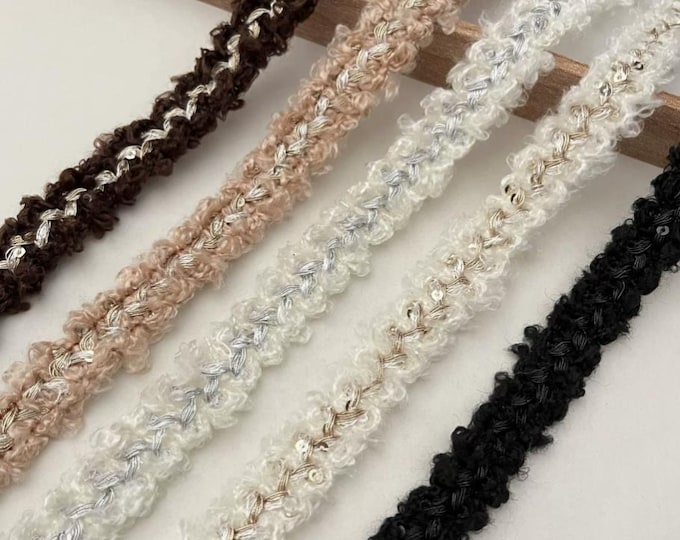 Fuzzy Lace Trim, Costume Design Embellishment, Sold by 1 Yard