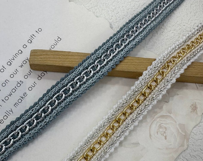 Chain & Lace Trim, Costume Design Embellishment, Sold by 1 Yard