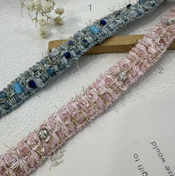 Beaded trim for costume design sewing embellishment bridal trim dress coat cuff collar Sold by 1 yard