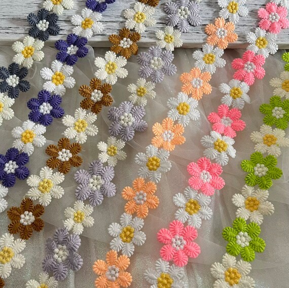 Embroidery Lace trim, Floral trim decor trimming for costume design sewing bridal trim dress coat cuff collar bag Sold by 1 yard