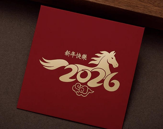 2026 Year of the Horse Red Envelopes, Gold Foil Lucky Money Packets