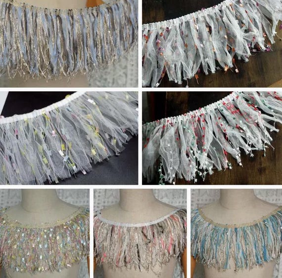 Tassel Fringe Lace trim ribbon for costume design bridal trim headwear dress coat cuff collar bag home deco Sold by 1 yard
