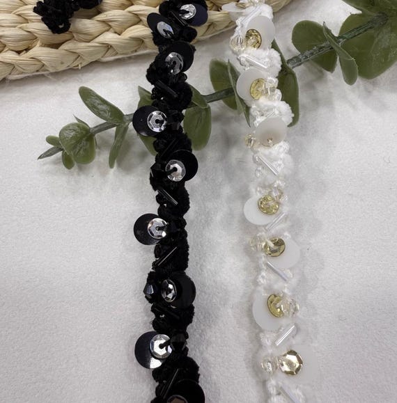 Beaded Ribbon trim ribbon for costume design bridal trim headwear dress coat cuff collar bag home deco Sold by 1 yard