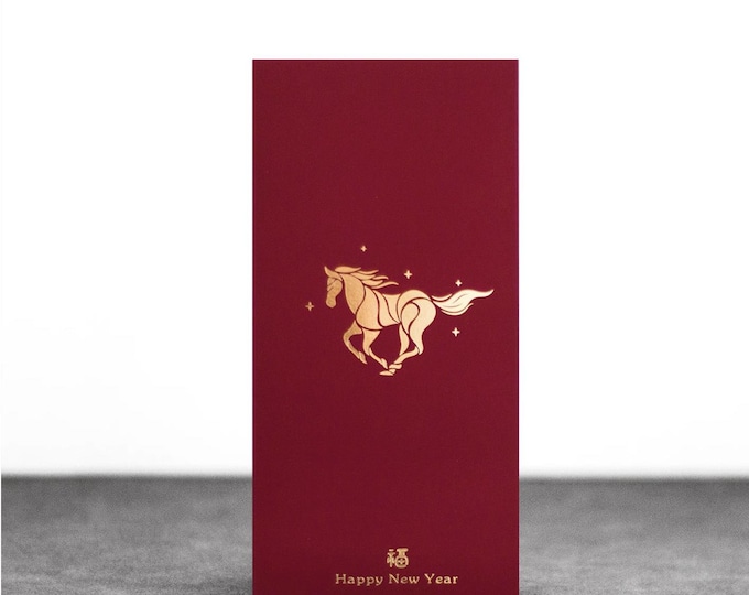 2026 Year of the Horse Red Envelopes, Gold Foil Lucky Money Packets