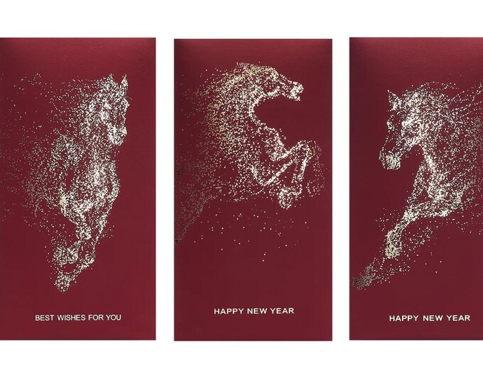 Year of the Horse 2026 Gold Foil Red Envelopes, Lucky Money Gift Red Packets