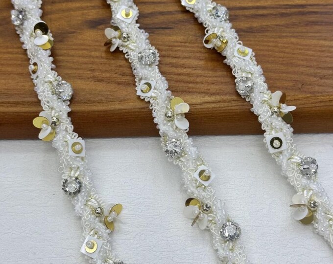 Beaded Trim, DIY Sewing Supply for Clothes, Hair Bows & Bags, Sold by 1 Yard