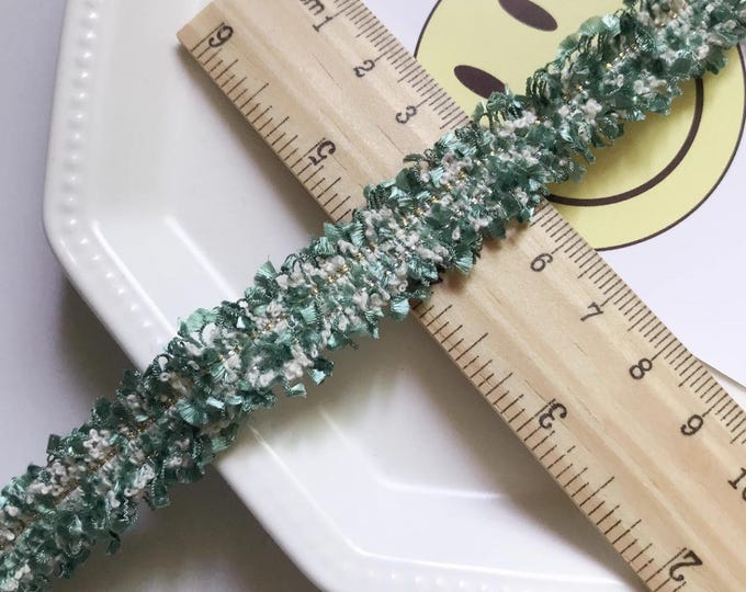Green Textured Lace Trim, Costume Design Embellishment, Sold by 1 Yard