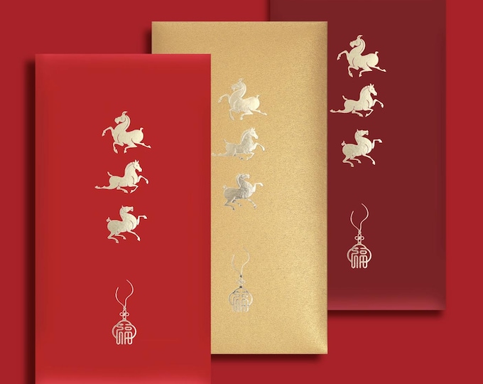 Year of the Horse 2026 Gold Foil Red Envelopes, Lucky Money Gift Red Packets