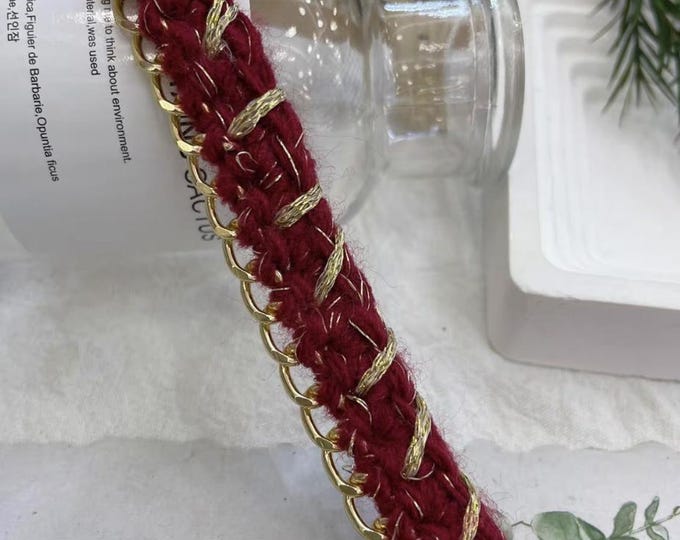 Tweed Lace Trim Chain, Costume Embellishment, Sold by 1 Yard