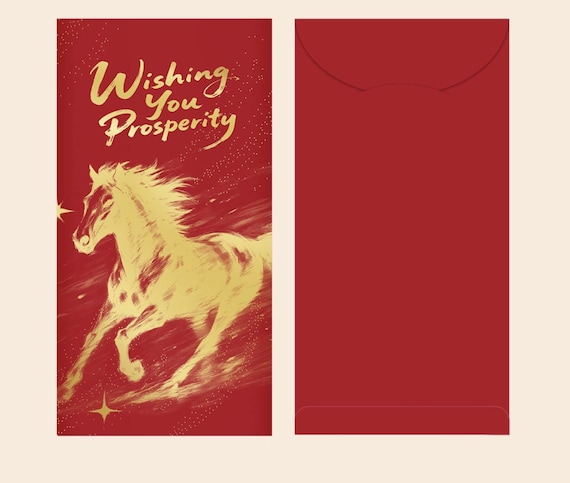 Year of the Horse 2026 Red Envelopes, Gold Foil Red Envelopes, Lucky Money Gift Red Packets