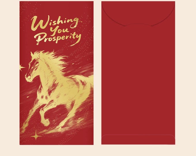 Year of the Horse 2026 Gold Foil Red Envelopes, Lucky Money Gift Red Packets