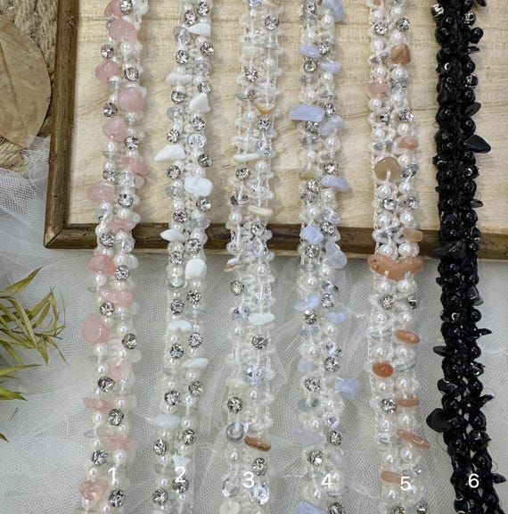 Beaded Ribbon trim ribbon for costume design bridal trim headwear dress coat cuff collar bag home deco Sold by 1 yard