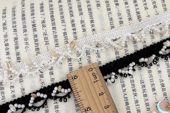 Beaded Lace trim, decor trimming for costume design sewing embellishment bridal trim dress coat cuff collar bag home deco Sold by 1 yard