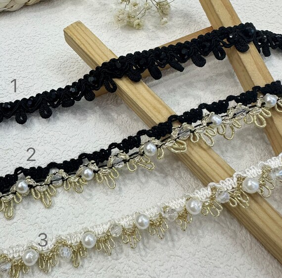 Beaded trim, decor trimming for costume design sewing embellishment bridal trim dress coat cuff collar bag home deco Sold by 1 yard