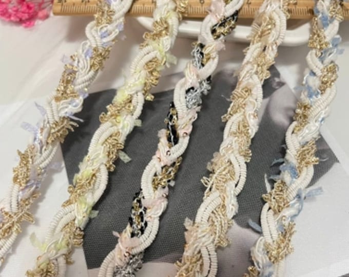 Ivory Braided Ribbon Trim, Costume Design, Bridal Headwear (Sold by 1 Yard)