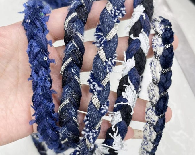 Denim Braid Trim, Costume Design Embellishment, Sold by 1 Yard