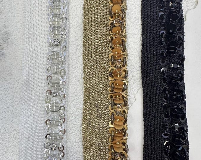 Sequin Ribbon Trim, Costume Design Embellishment, Sold by Yard
