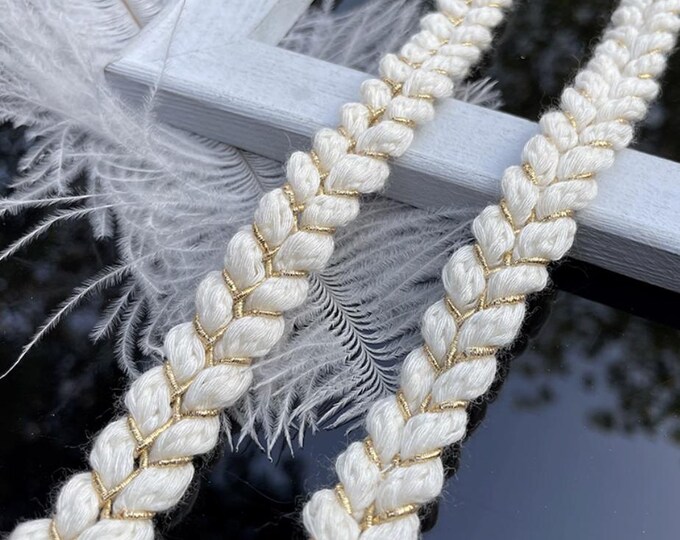 Braided Ribbon Trim, Sewing Embellishment, Bridal Design, 1 Yard