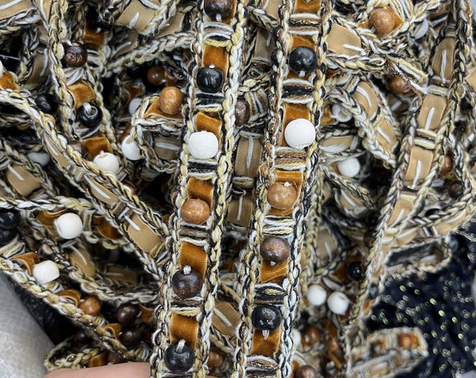 Beaded Lace Trim, Costume Embellishment, Sold by 1 Yard