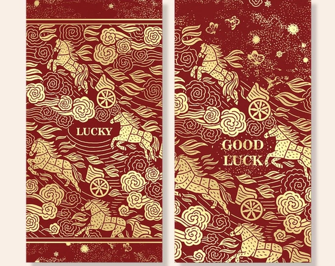 Year of the Horse 2026 Gold Foil Red Envelopes, Lucky Money Gift Red Packets