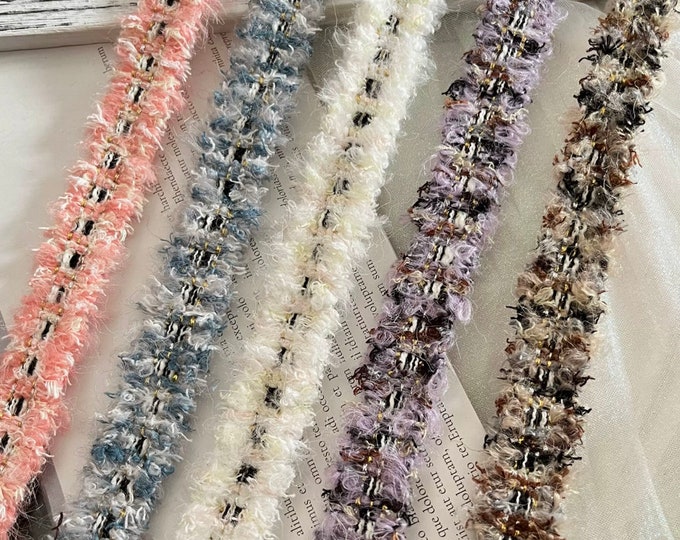 Fuzzy Lace Trim, Costume Sewing Embellishment, Bridal Headwear, Sold by 1 Yard