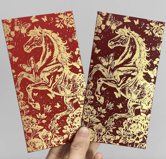 Year of the Horse 2026 Red Envelopes, Gold Foil Red Envelopes, Lucky Money Gift Red Packets