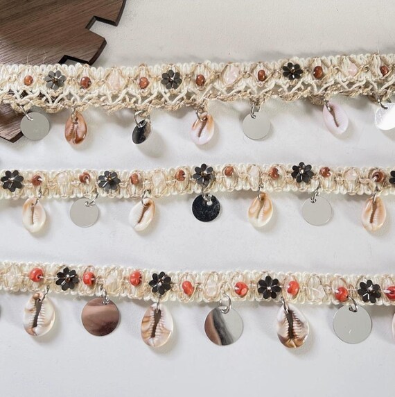 Seashell Beaded trim, decor trimming for costume design sewing embellishment bridal trim dress coat cuff collar bag home deco Sold by 1 yard