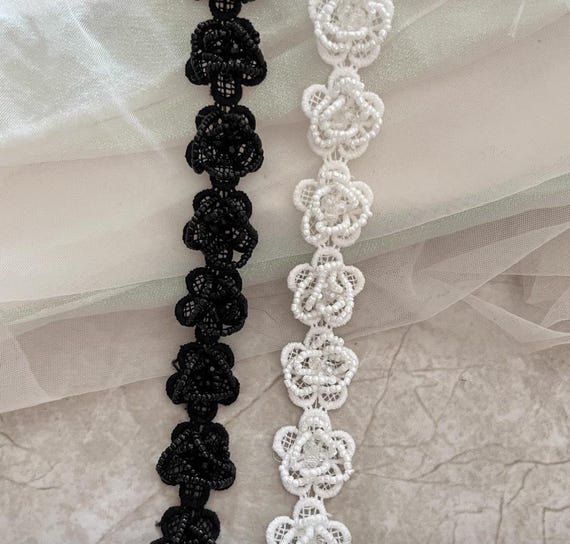 Beaded Ribbon trim, decor trimming for costume design sewing embellishment bridal trim dress coat cuff collar bag home deco Sold by 1 yard