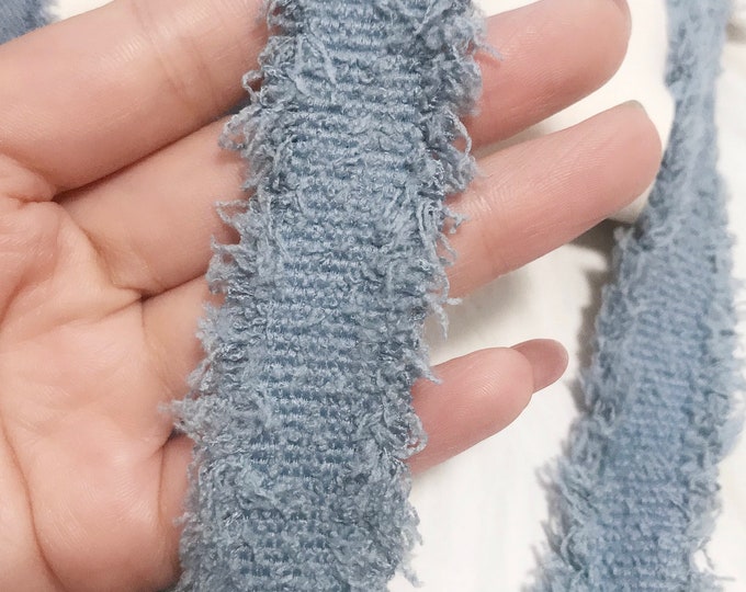 Frayed Denim Lace Trim, Costume Design, Sewing Embellishment, Sold by the Yard