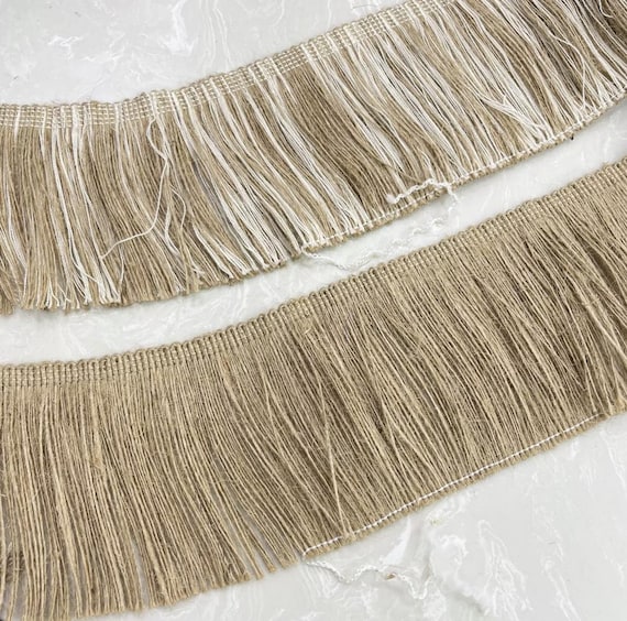 Linen Cotton Jute Tassel Fringe Lace trim ribbon for costume design bridal trim headwear dress coat cuff collar bag home deco Sold by 1 yard
