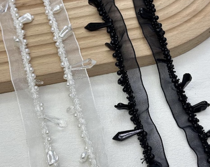 Beaded Trim, DIY Sewing Supply for Clothes, Hair Bows & Bags, Sold by 1 Yard