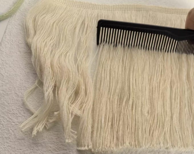 30cm Wide Cotton Tassel Fringe Trim - Sold by 1 Yard