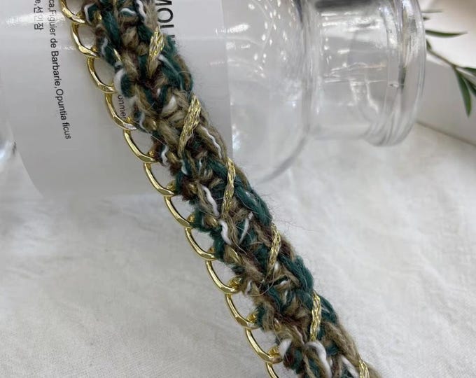 Tweed Lace Trim Chain, Costume Embellishment, Sold by 1 Yard