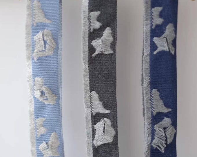 Jacquard Denim Ribbon Trim, Costume Design, 4cm Wide, Sold by Yard
