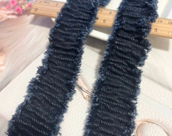 Denim Ribbon Trim, Costume Design, Sewing Embellishment, Sold by 1 Yard