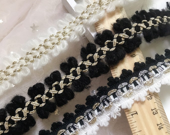 Floral Lace Trim, Costume Sewing Embellishment, Bridal Headwear, Sold by 1 Yard