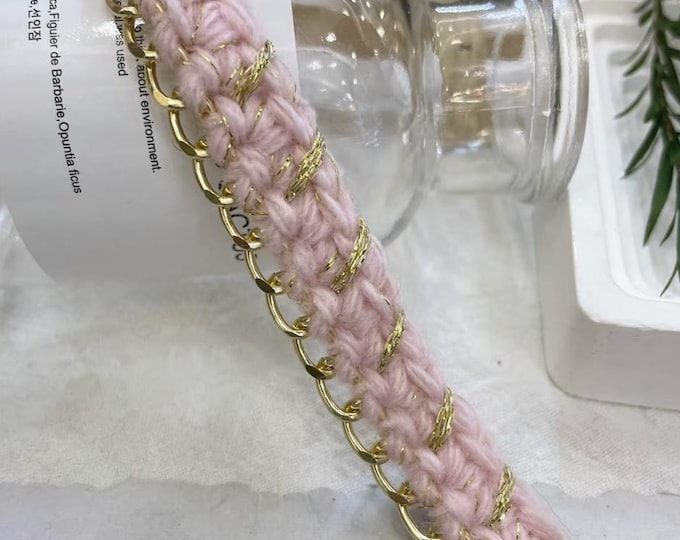 Tweed Lace Trim Chain, Costume Embellishment, Sold by 1 Yard