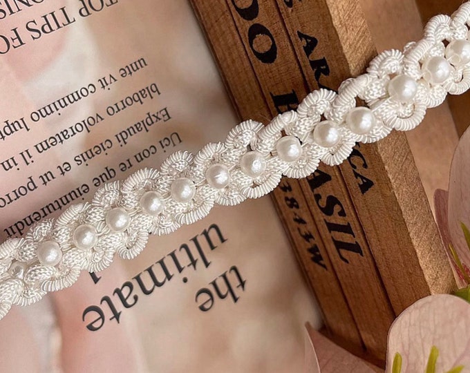 Pearl Lace Trim, Sewing Embellishment, Costume Design (1 Yard)