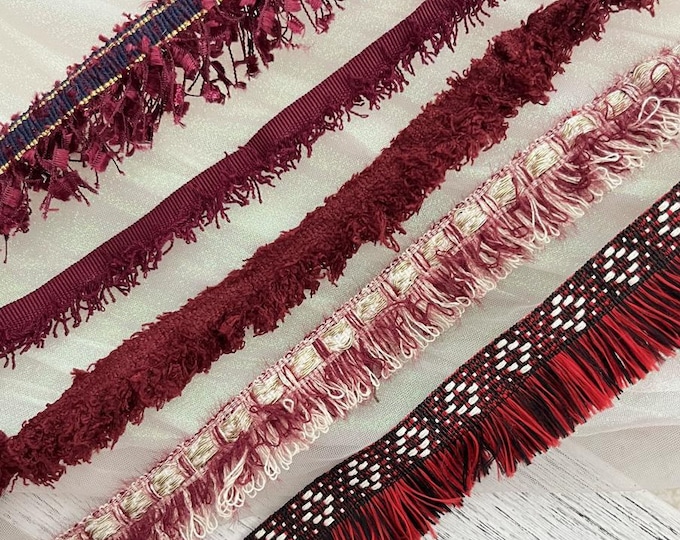 Red Fringe Lace Trim, Costume Design Sewing, Bridal Trim (1 Yard)