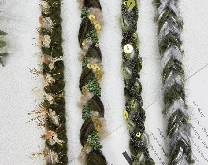 Green Braided Lace Trim, Costume Design, Home Decor, Sold by 1 Yard