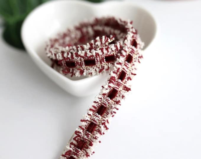 Burgundy Lace Trim, Costume Sewing Embellishment, Bridal Trim, Sold by 1 Yard