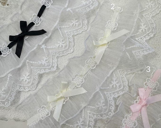 Bow Lace Trim, Costume Design, Bridal Embellishment, Sold by 1 Yard