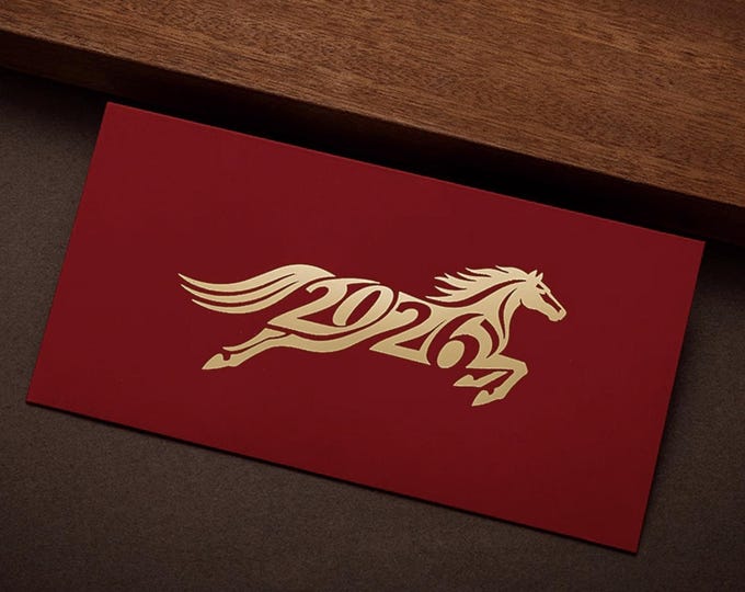 2026 Year of the Horse Red Envelopes, Gold Foil Lucky Money Packets